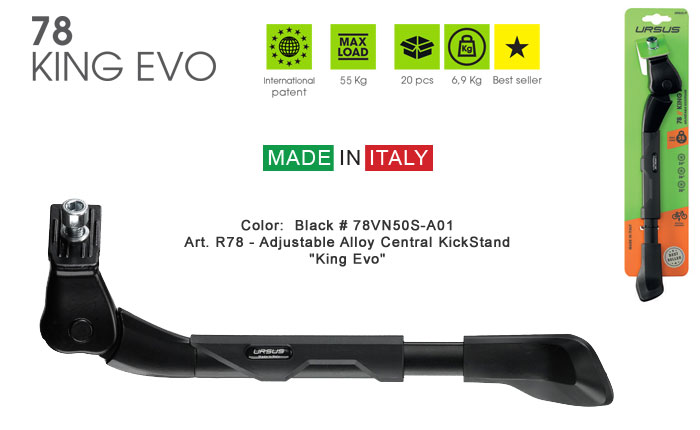 Art. R78 - Adjustable Alloy Central KickStand "King Evo"