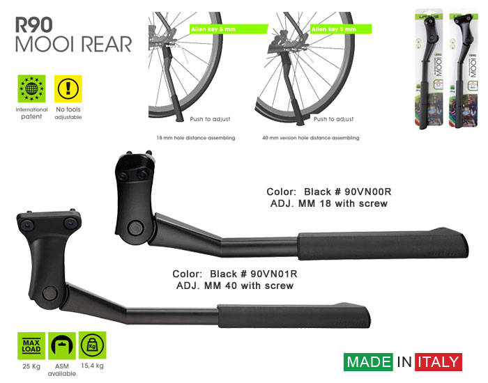 Art. R90 - Alloy Adjustable Rear KickStand “MOOI” 